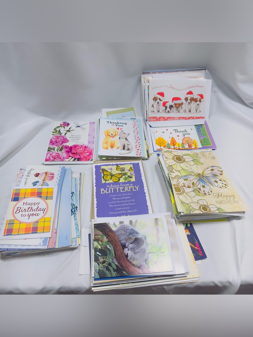 Lot of 135 Blank Cards, Birthday, Thinking of You, Thank You, Advise, Get Well